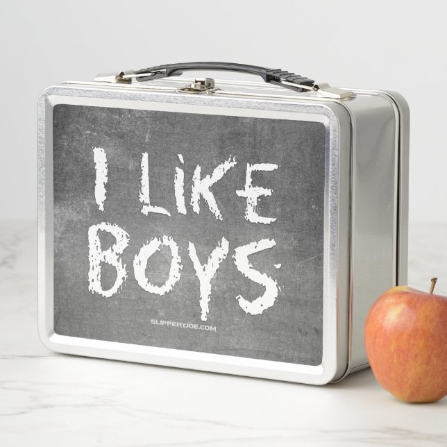 Lunch Box SlipperyJoe's I Like Boys sale Chalkboard écriture (En situation)