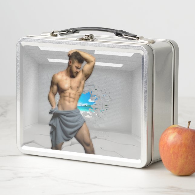 Lunch Box SlipperyJoe's Man serviette brisée mur de brique b (En situation)