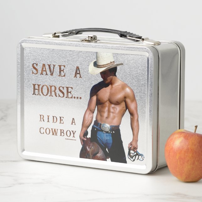 Lunch Box SlipperyJoe's save horse ride paille cowboy casque (En situation)