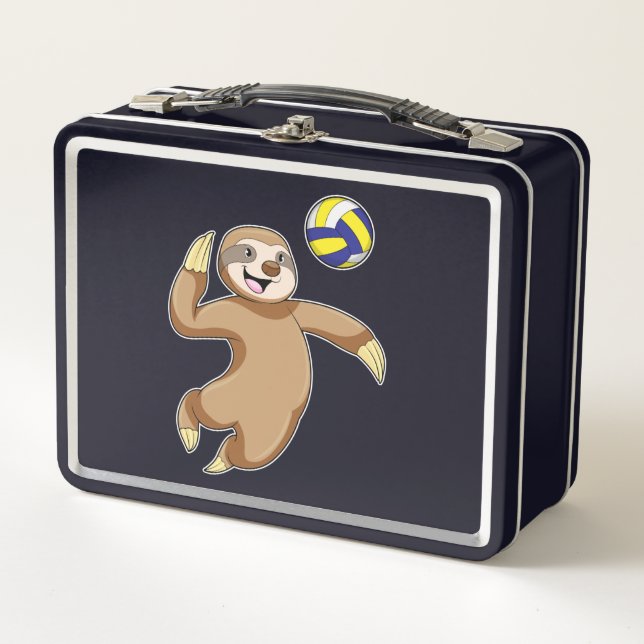 Lunch Box Sloth comme joueur de volleyball avec volleyball (Devant)