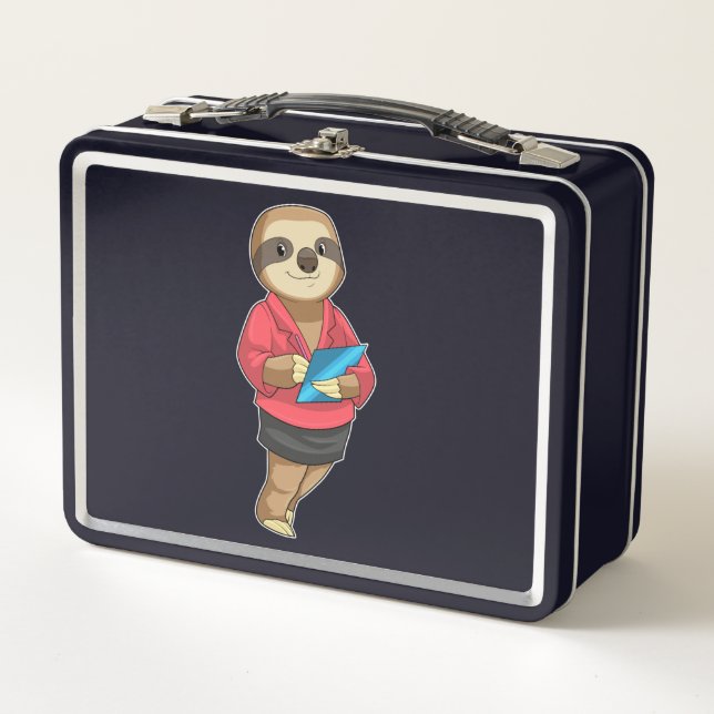 Lunch Box Sloth en tant que secrétaire avec Bloc-notes (Devant)