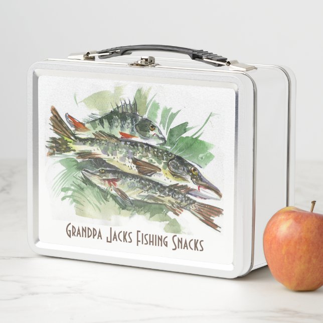 Lunch Box Snacks de pêche personnalisés | Poisson d'aquarell (En situation)