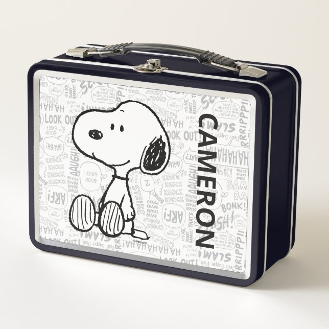 Lunch Box Snoopy on Black White Comics | Ajouter Votre Nom (Devant)