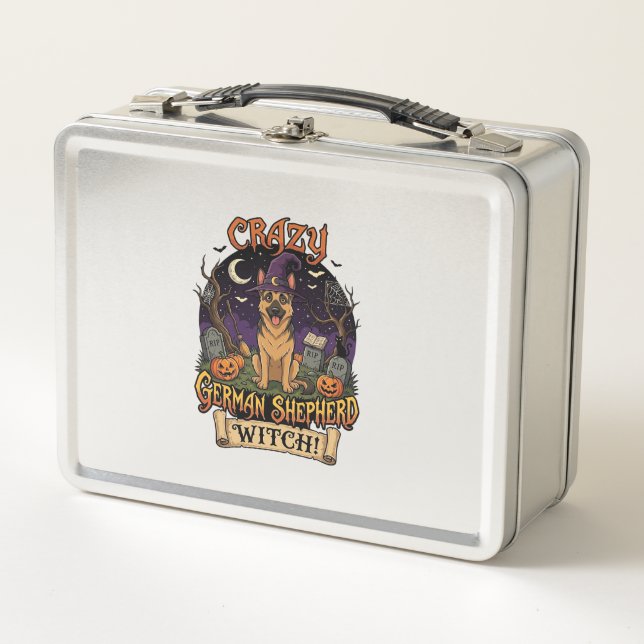 Lunch Box Sorcière allemande folle de Chien de Halloween Cit (Devant)