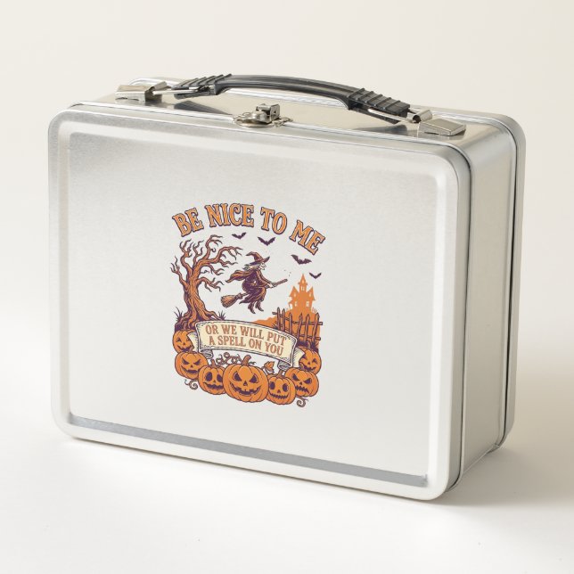 Lunch Box Sorcière de Halloween Broom Citrouilles_1 (Devant)