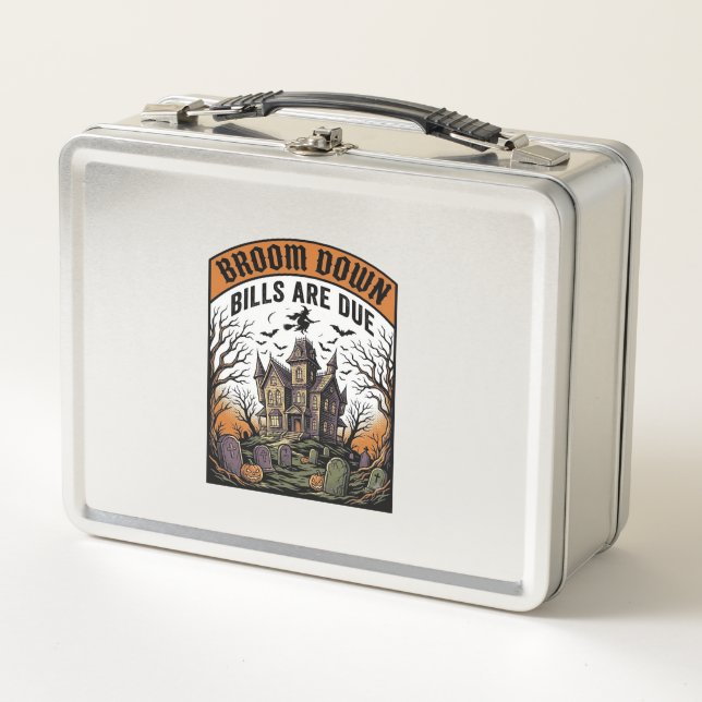 Lunch Box sorcière de ramasseur de facture d'Halloween balai (Devant)