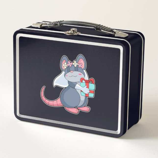 Lunch Box Souris comme mariée avec voile & cadeau.PNG (Devant)