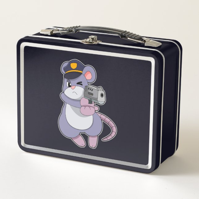 Lunch Box Souris en tant qu'officier de police avec casquett (Devant)