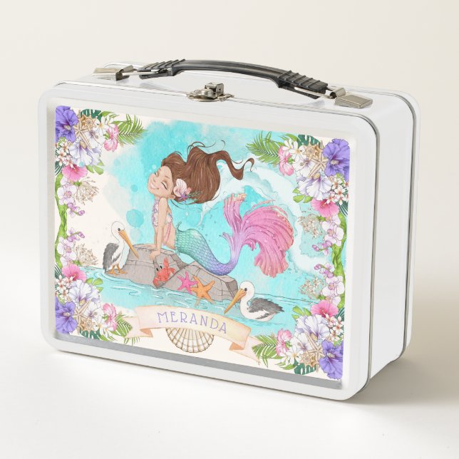 Lunch Box Sous la sirène rose et pourpre de la mer (Brunette (Devant)