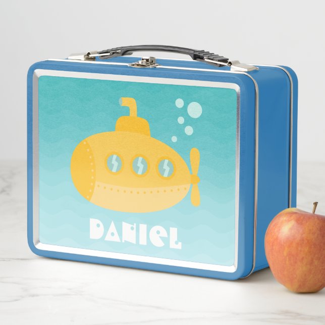 Lunch Box Sous-marin jaune mignon pour enfants (En situation)