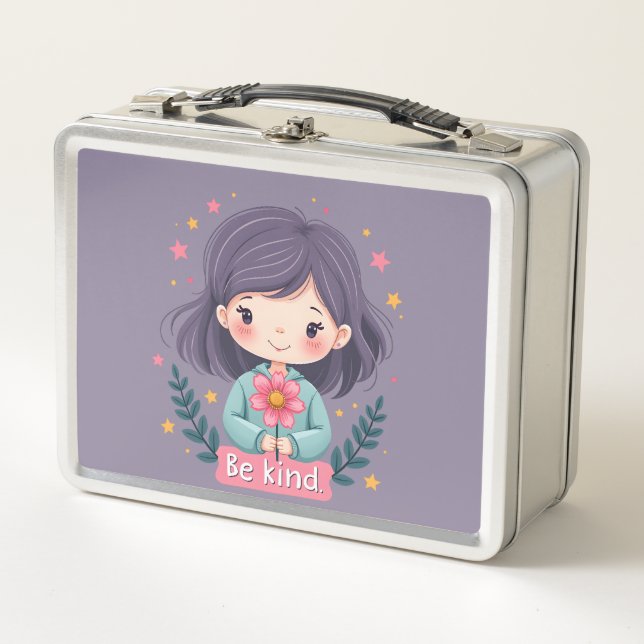 Lunch Box Soyez une fille mignonne avec l'art positif Fleur (Devant)