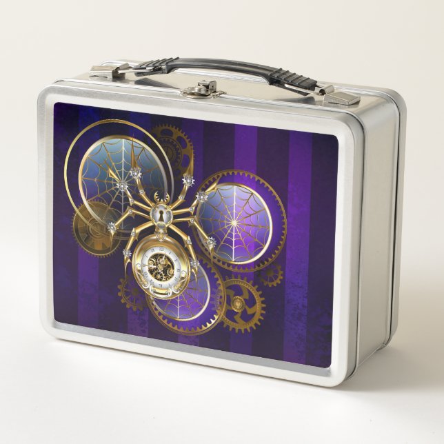 Lunch Box Spider Steampunk sur Arrière - plan pourpre (Devant)
