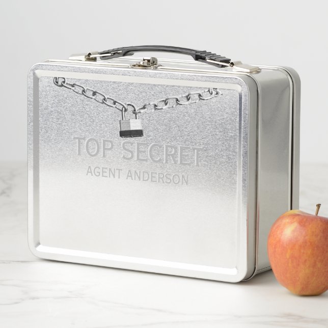 Lunch Box SPY ou AGENT Personnalisé Top Secret Kids Metal (En situation)