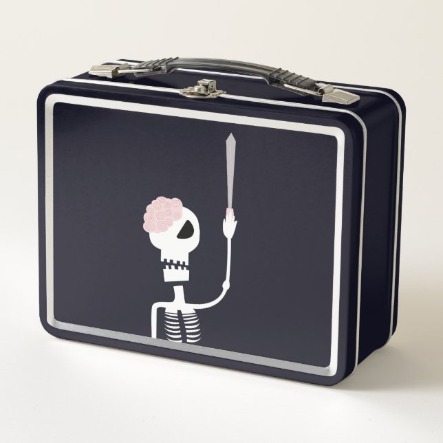 Lunch Box squelette d'Halloween avec une épée  (Devant)