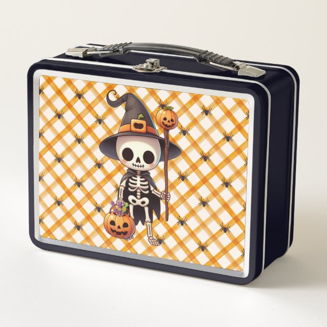 Lunch Box Squelette d'Halloween mignon et fantaisiste (Devant)