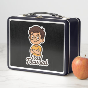 Lunch Box Sticker pour enfant avec lunettes - "Restez focali