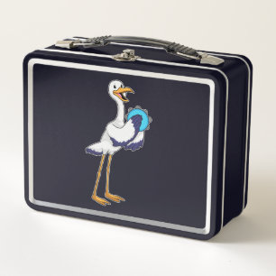 Lunch Box Stork en musicien avec Tambourine