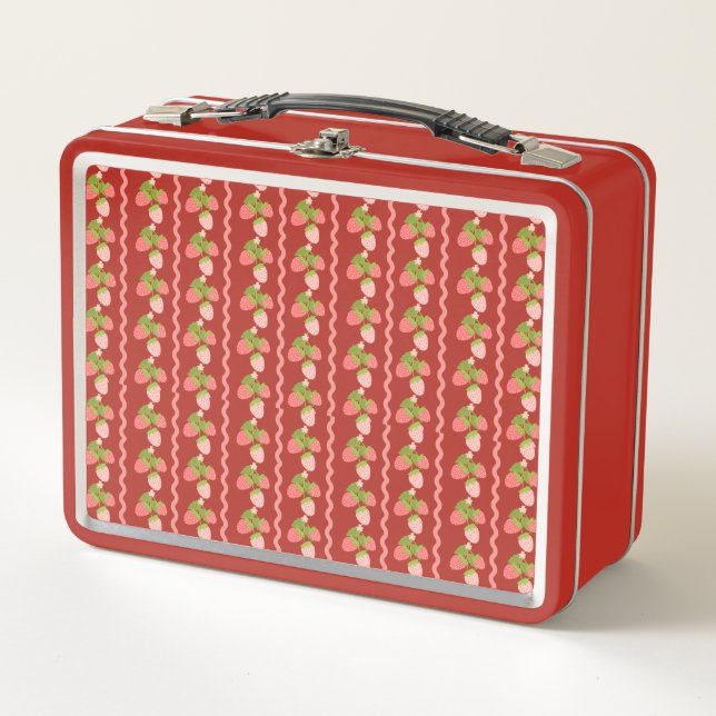 Lunch Box Strawberry pattern trellis spring summer kids (Devant)
