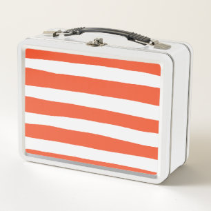 Lunch Box Stripes inégales - Orange et blanc