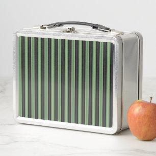 Lunch Box Style Vintage Olive Sage Vert noir 3D rayé