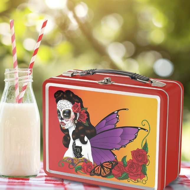 Lunch Box Sucre de Fée Crâne Violet Ailes Roses Coucher de S (Créateur téléchargé)