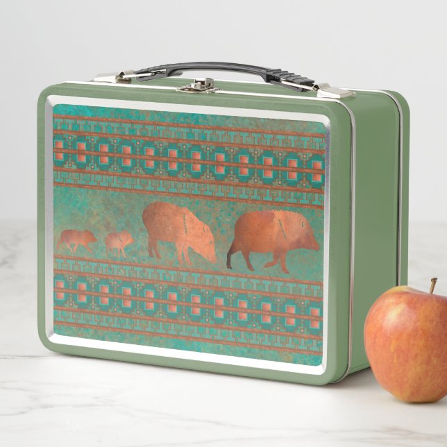 Lunch Box Sud-ouest Fun Javelina Famille Cuivre Turquoise (En situation)