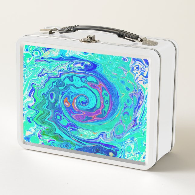 Lunch Box Super Abstrait Ocean Blue et Green Liquid Swirl (Devant)