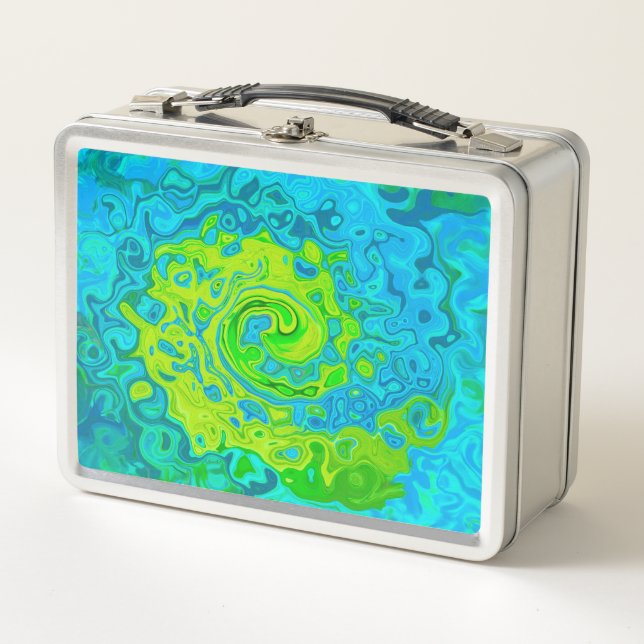 Lunch Box Super Chartreuse et Aquamarine Liquide Swirl (Devant)
