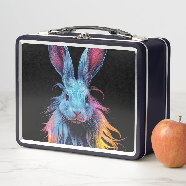 Lunch Box Superbe Lapin Bleu en feu (En situation)