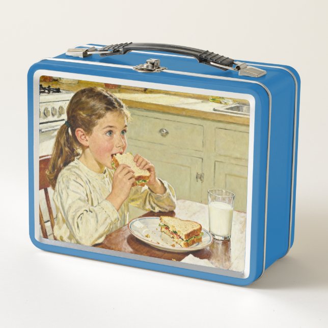 Lunch Box Sweet Modest Design – Girl Eating a Sandwich (Devant)