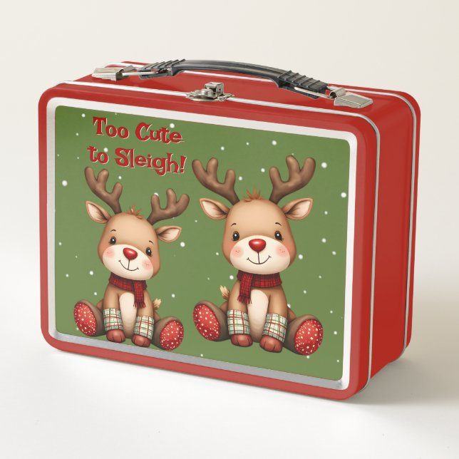 Lunch Box Sweet Reindeer Pair in Holiday Snowfall (Devant)