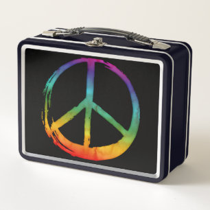Lunch Box Symbole de la PAIX - Hippie Aquarelle teinture Cra