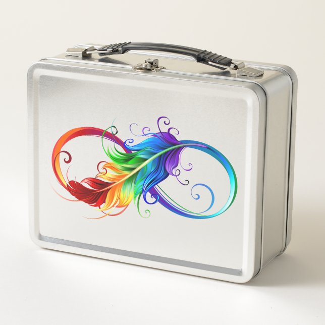 Lunch Box Symbole d'infini avec plume arc-en-ciel (Devant)