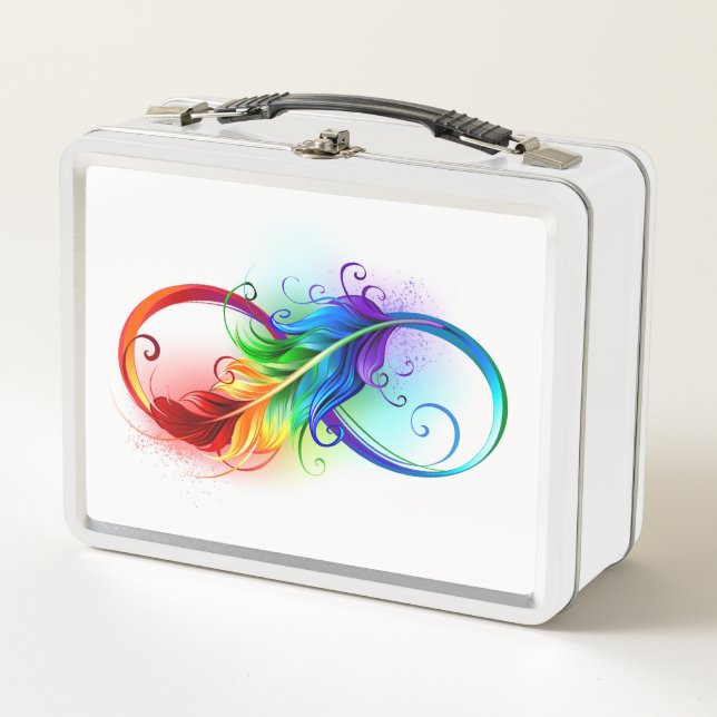 Lunch Box Symbole d'infini avec plume arc-en-ciel (Devant)