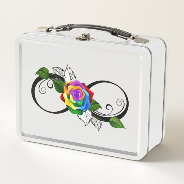 Lunch Box Symbole d'infini avec rose arc-en-ciel (Devant)