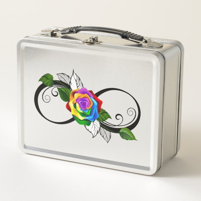 Lunch Box Symbole d'infini avec Rose arc-en-ciel (Devant)