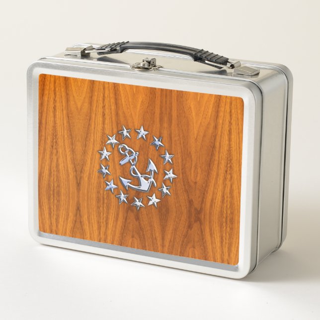 Lunch Box Symbole du drapeau du yacht sur le bois de teck na (Devant)
