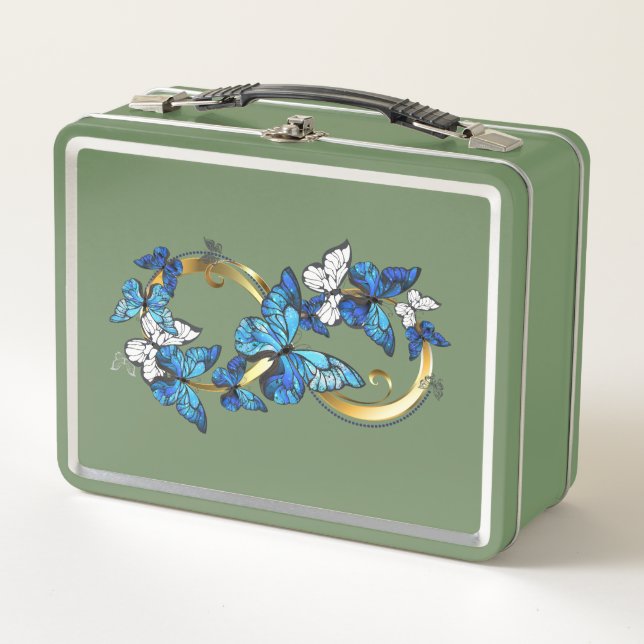 Lunch Box Symbole infini de papillons Morpho bleus (Devant)