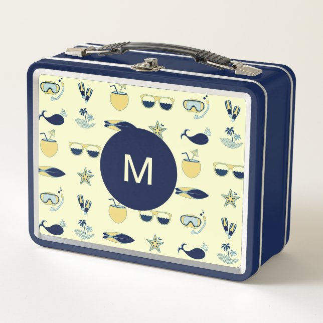 Lunch Box Symboles d'été tendance Motif Monogramme (Devant)