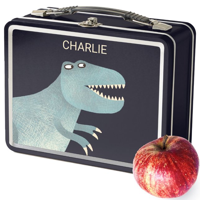 Lunch Box T-Rex Dinosaur Personnalisé (Tyrannosaurus Rex dinosaur personalized name metal lunch box)