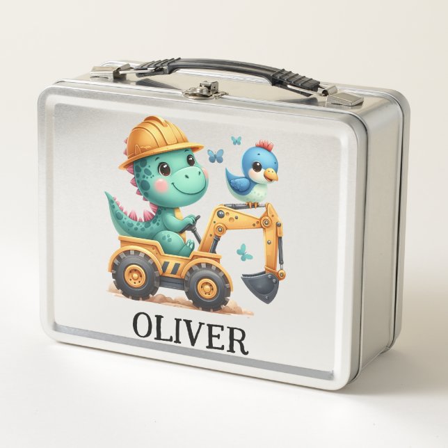 Lunch Box T-Rex dinosaure mignon conduisant un véhicule de c (Devant)