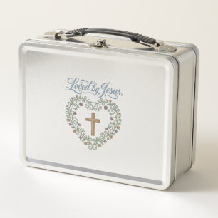 Lunch Box T-shirt chrétien à croix florale aimé de Jésus Des