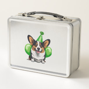 Lunch Box T-shirt classique Corgi d'anniversaire vert