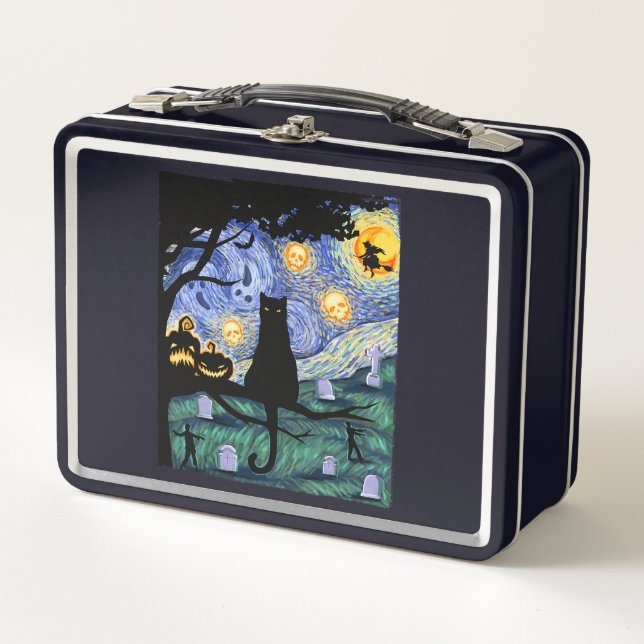 Lunch Box T-shirt de chat, Cat de nuit effrayant, Van Gogh C (Devant)