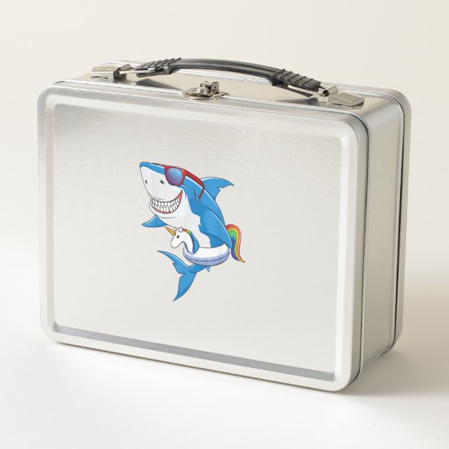 Lunch Box T-shirt de fête en piscine Licorne Requin Enfants  (Devant)