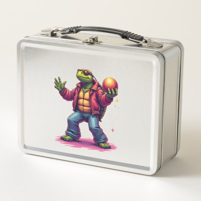 Lunch Box T-Shirt Disco Tortue Esthétique (Devant)