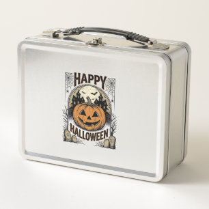 Lunch Box T-shirt Halloween Citrouille Cimetière Vintage Art