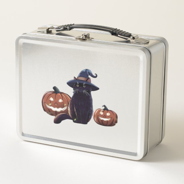 Lunch Box T-Shirt Oversize chat noir Halloween (Devant)