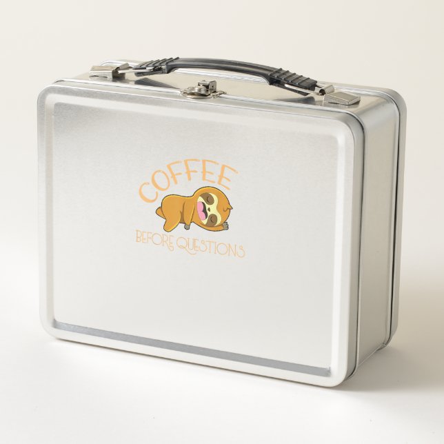 Lunch Box T-shirt Sloth Questions avant Café (Devant)