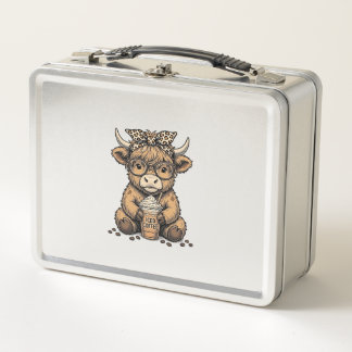 Lunch Box T-shirt vector vintage café vache des Highlands mi